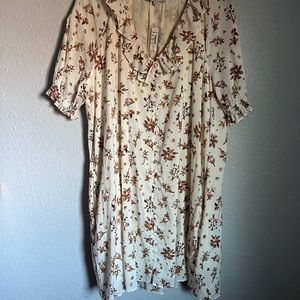 Ruffle Button-Front Trapeze Dress in Floral Reef NWT